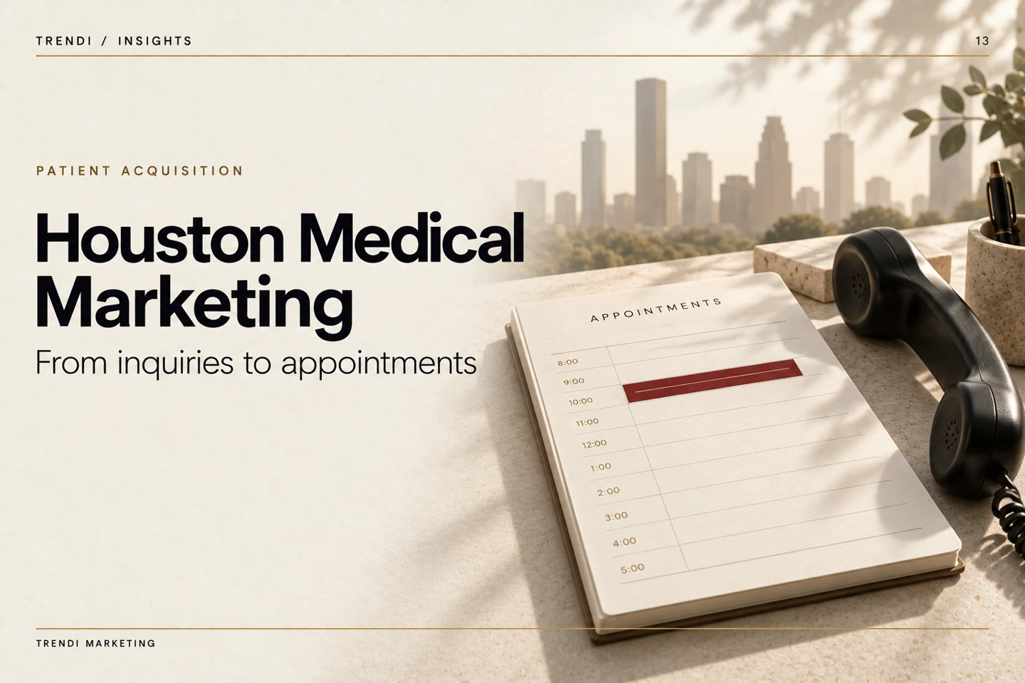 Houston Medical Marketing — Portada editorial de Trendi Insights