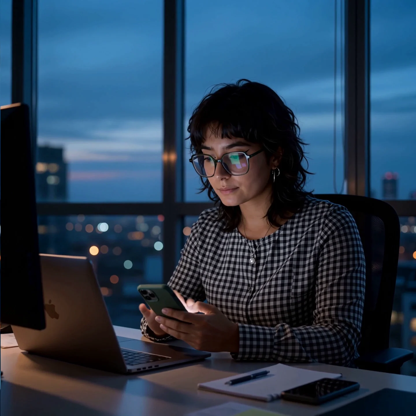 Professional working with a laptop and phone